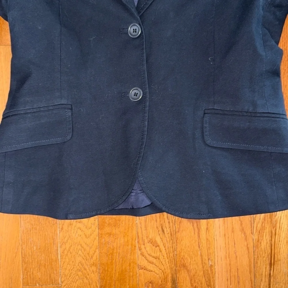Theory Navy Blue Tailored Blazer Stretch Cotton 2 Button Career Office Jacket 10